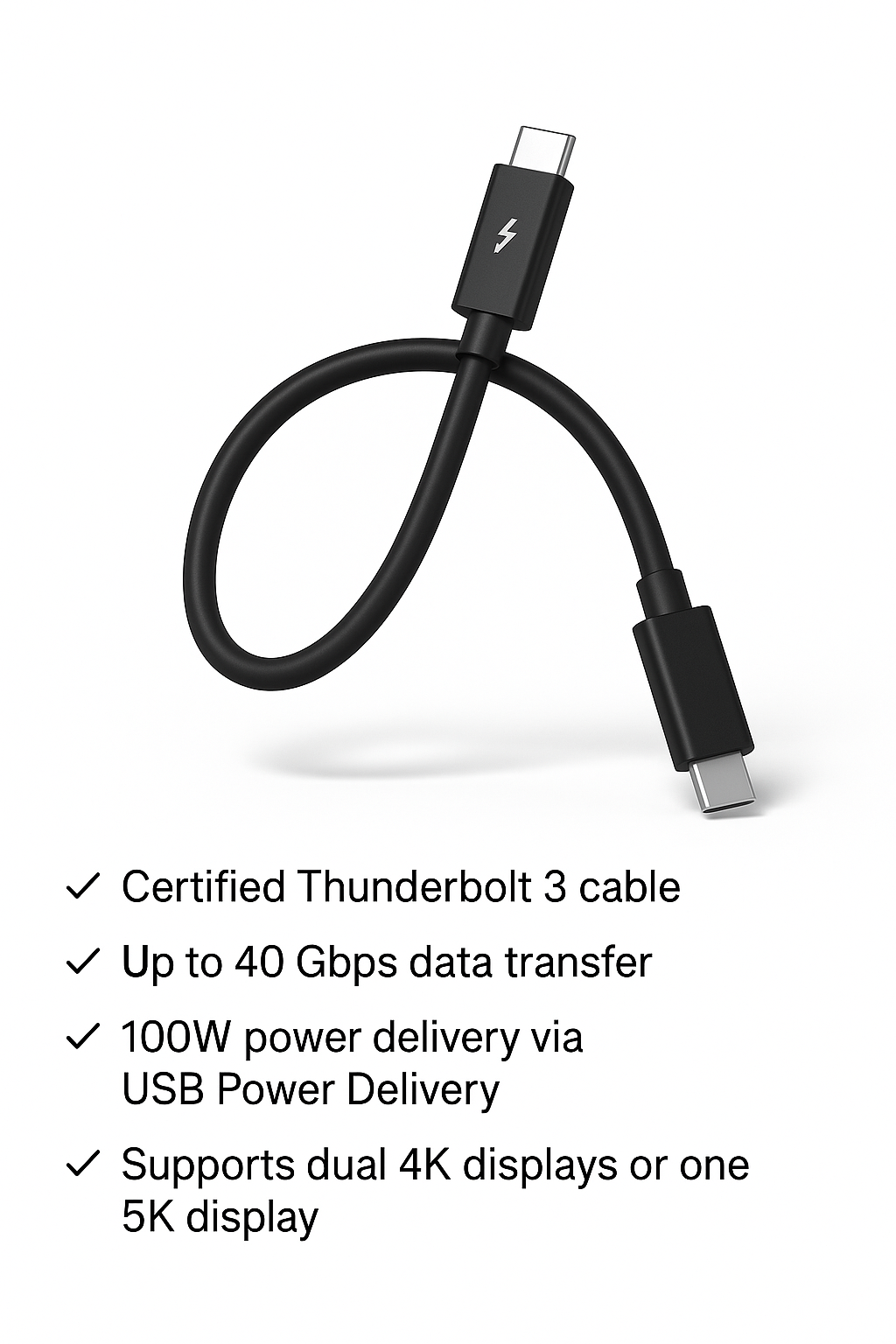 Thunderbolt 3 -kaapelin tärkeimmät ominaisuudet