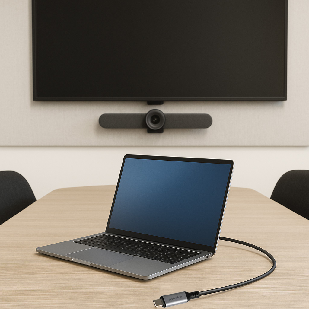 Cirafon USB-C-kabel in een vergaderruimte