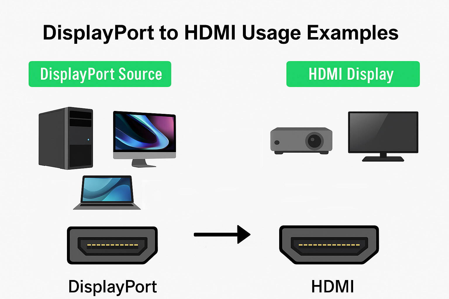 DisplayPort till HDMI användningsexempel