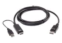 Aten 2L-7D02HDP videokabel adapter 1,8 m HDMI + USB DisplayPort Sort 1.8m HDMI, USB DisplayPort Sort
