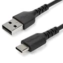 Startech StarTech.com 2m USB A naar USB-C Oplaadkabel, Duurzame USB 2.0 Fast Charge & Sync USB A naar USB C Data Kabel, Rugged Aramide Vezel, M/M, 3A, Zwart 2m USB A USB C Zwart