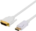 Deltaco DisplayPort-kabel 1m DisplayPort DVI-D Hvit
