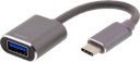 Deltaco USB-C 3.1 To USB-A adapter OTG 10 cm - Space Grey 0.1m USB-C USB-A Musta