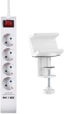 Prokord 4xsocket 5m White 2xusb + Powerstrip Holder #kit 