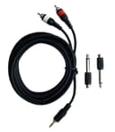 Pulse Sound Ljudkabel 3,5MM - 2x RCA 3M + 6,3MM Adaptrar 