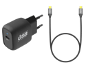 Cirafon Lader 20W PD 3.0/QC4 + USB 3.1 Sort 1.2m