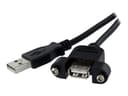Startech 1 ft Panel Mount USB Cable A to A 0.3m USB-A USB-A Musta