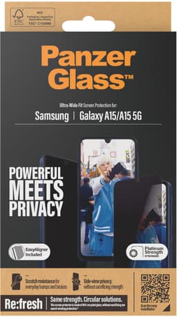 Panzerglass Ultra-wide Fit Privacy skärmskydd Samsung Galaxy A15 4G Samsung Galaxy A15 5G