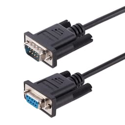 Startech StarTech.com RS232 seriell nollmodel-kabel på 3 m, seriell crossover-kabel med/Al-Mylar-skärmning, DB9 seriell COM-portkabel (hane till hona), kompatibel med DTE-enheter, svart, F/M 3m DB-9 DB-9 Svart