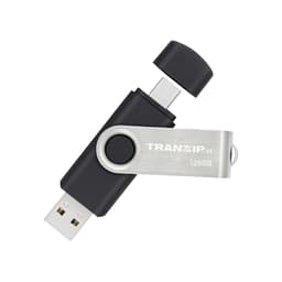 Tranzip Flip Duo 128GB USB Type-A / USB Type-C Sort, Flerfarget, Rustfritt stål