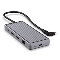 Unisynk 10 Port Dual Screen Hub 4K 100W Grey USB Type-C