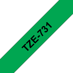 Brother Tape 12mm TZe-731 Svart/Grønn 