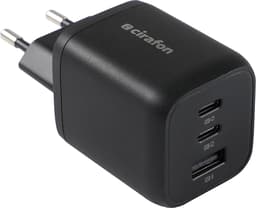 Cirafon 65W moniliitäntäinen USB-C-laturi PD/QC 3.0 Musta
