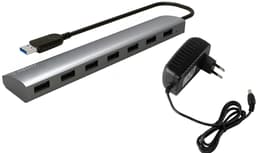 Prokord 7-Poorts USB-Hub met Voeding – USB 3.0, Hoge Snelheid Gegevensoverdracht USB 3.2 Gen 1 (3.1 Gen 1) Type-A USB 3.2 Gen 1 (3.1 Gen 1) Type-A