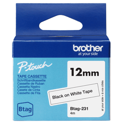 Brother Tape BTag-231 12mm Sort/Hvid 