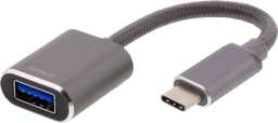 Deltaco USB-C 3.1 To USB-A adapter OTG 10 cm - Space Grey 0.1m USB-C USB-A Svart