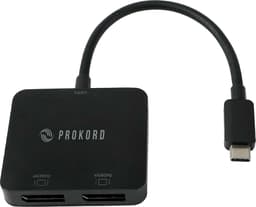 Prokord USB-C til 2x DisplayPort Adapter 4K 60Hz (Splitter / Dual Display) 0.12m USB-C 2 x DisplayPort Svart