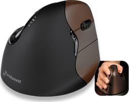 Evoluent Verticalmouse 4 Small RF Trådlös Mus Svart, Brun