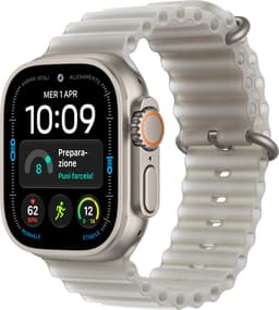 Apple Watch Ultra 4 GPS + Cellular 49mm Natural Titanium Case with Translucent Grey Ocean Band 