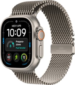 Apple Watch Ultra 4 GPS + Cellular 49mm Natural Titanium Case with Natural Titanium Milanese Loop - M 