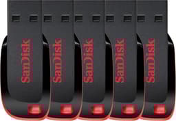 Sandisk Cruzer Blade USB 2.0 16GB - 5 Pack 16GB USB Type-A Zwart, Rood