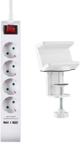Prokord 4Xsocket 5M White 2Xusb + Powerstrip Holder #Kit 
