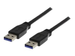 Deltaco USB 3.0 kabel, Typ A hane - Typ A hane, 1m, svart 1m USB A USB A Svart