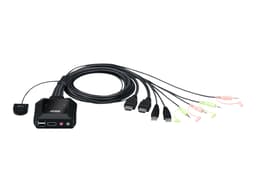 Aten 2-portars USB 4K KVM-switch med HDMI-kabel och fjärrportsväljare 