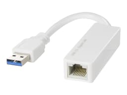 Deltaco USB 3.0 gigabit nätverksadapter med internt flash-minne för drivrutinen, vit 