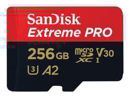 Sandisk Extreme PRO 256 GB MicroSDXC UHS-I Klass 10 256GB MicroSDXC UHS-I