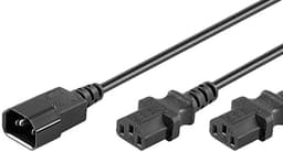 Microconnect Power Cord C13x2 - C14 1.2m 1.2m C14 kopling 2 x C13 kopling Sort