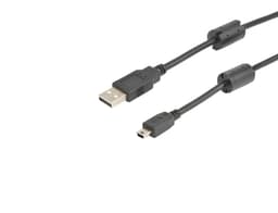 Prokord USB-kabel 5m. USB A Mini-USB B Sort
