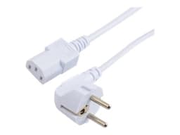 Prokord Virtajohto 2m CEE7/7 C13 liitin Valkoinen