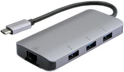 Prokord USB 3.1 Hub 3-Port + RJ45 USB 3.2 Gen 1 (3.1 Gen 1) Type-C