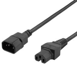 Prokord Virtajohto 1m C14 liitin C15 liitin Musta
