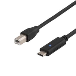 Deltaco USB-kabel 1m USB C USB B Svart