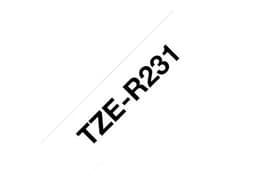 Brother Tape Stoff 12mm TZe-R231 Svart/Hvit 