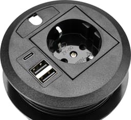 Prokord Upotettava Pistorasia Pöytään USB-A-, USB-C-liitännöillä ja Kaapeliläpiviennillä 