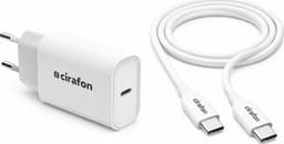 Cirafon 20W USB-C pikalaturi USB-C kaapelilla 1m Valkoinen