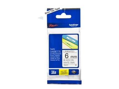 Brother Tape 6mm TZe-211 Svart/Vit 