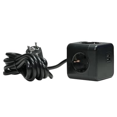 Microconnect GRUCUBE2USB-B3 stikdåse 3 m 3 AC stikkontakt(er) Indendørs Sort 