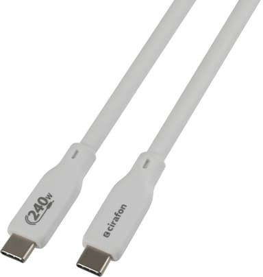 Cirafon Sync/Charge Cable Silicone 240W 3m USB C USB C Hvit