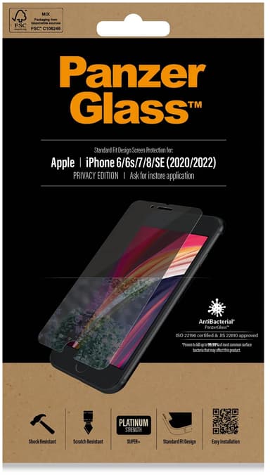 Panzerglass skärmskydd Privacy iPhone 7/8/SE (2020)/SE (2022)