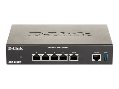 D-Link DSR-250V2 trådlös router Gigabit Ethernet Svart 