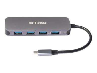 D-Link DUB-2340 keskitin USB Type-C 5000 Mbit/s Harmaa USB Type-C USB 3.2 Gen 1 (3.1 Gen 1) Type-A, USB Type-C