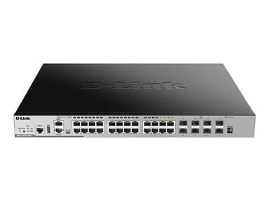 D-Link DGS-3630-28PC/SI nätverksswitchar hanterad L3 Gigabit Ethernet (10/100/1000) Strömförsörjning via Ethernet (PoE) stöd Svart, Grå