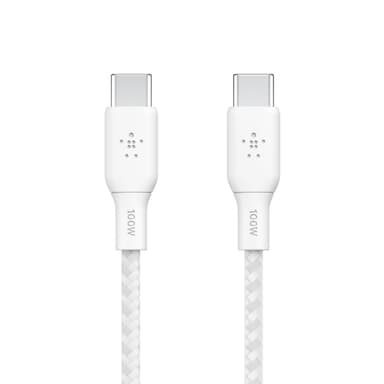 Belkin USB-C till USB-C kabel Flätad 3m USB C USB C Vit