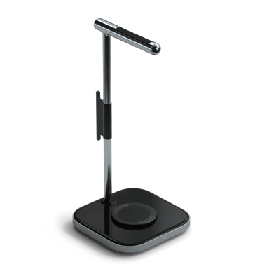 Satechi 2-in-1 Headphone Stand With Wireless Charger Silver Svart Stativ till headset