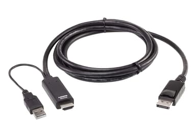Aten 2L-7D02HDP videokabel adapter 1,8 m HDMI + USB DisplayPort Sort 1.8m. HDMI + USB DisplayPort Sort