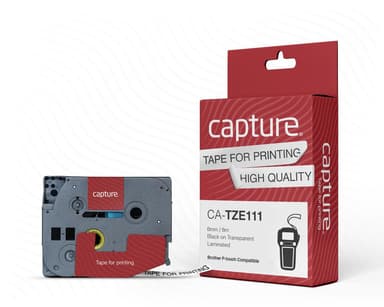 Capture Tape TZe-111 6mm Svart/Transparent 